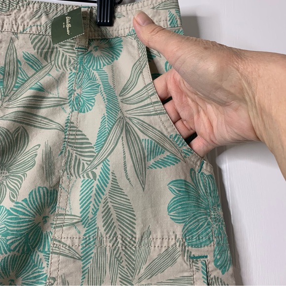 Eddie Bauer Beige and Teal Floral Print Cotton Blend  Skirt Size 8 NWT - Picture 2 of 12